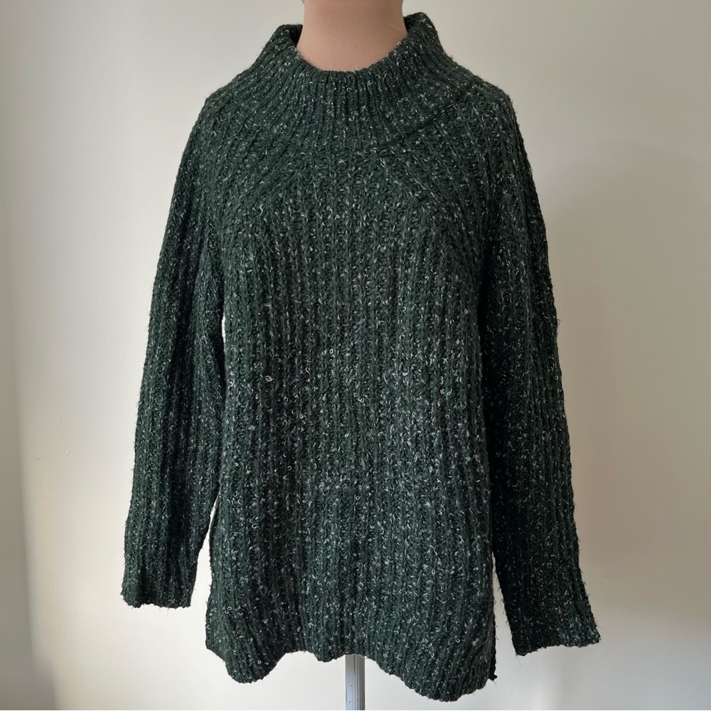 Alp N Rock Green Chunky Knit Turtleneck Cotton Long Sleeve Sweater EUC Size S